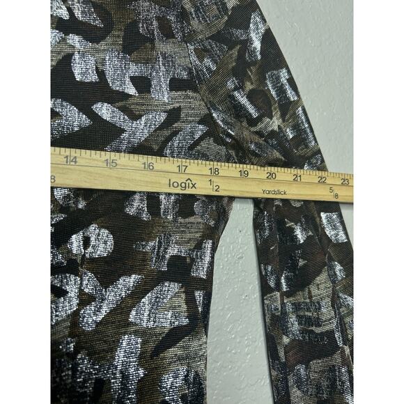 Joseph Ribkoff Jacket Top Zip Up Brown Silver Metallic Long Sleeve Size 10 - Picture 7 of 9